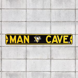 Pittsburgh Penguins: Man Cave - Officially Licensed NHL Metal Street Sign 36.0"W x 6.0"H by Fathead | 100% Steel