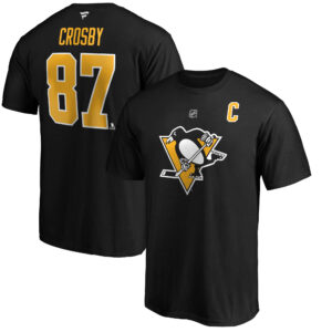 Men's Fanatics Branded Sidney Crosby Black Pittsburgh Penguins Team Authentic Stack Name & Number T-Shirt