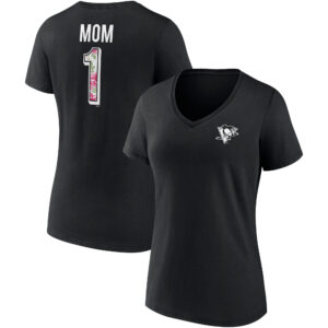 Women's Fanatics Branded Black Pittsburgh Penguins Team Mother's Day V-Neck T-Shirt