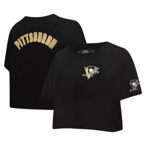Women's Pro Standard Black Pittsburgh Penguins Classic Boxy Cropped T-Shirt