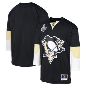 Youth Mitchell & Ness Black Pittsburgh Penguins 2008 Blue Line Player Jersey
